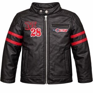 Disney Baby Mickey Mouse Moto Sports Faux Leather Jacket Boys 3T Biker NWT